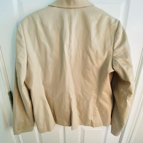Talbots Blazer Womens 16 Beige Stretch Cotton Lined 3 Button academia career - Picture 4 of 4